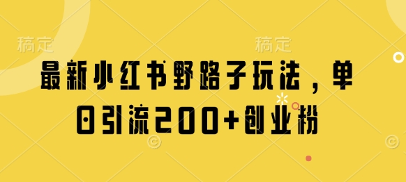 最新小红书野路子玩法，单日引流200+创业粉-一尺涵知