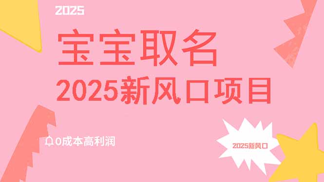 2025新风口项目宝宝取名，0成本高利润，附保姆级教程，月入过万不是梦-一尺涵知