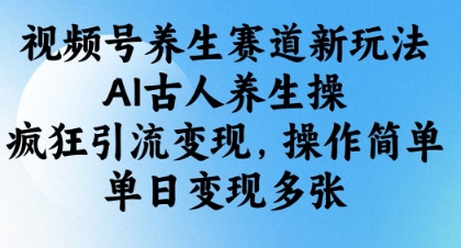 视频号养生赛道新玩法，AI古人养生操，疯狂引流变现，操作简单，单日变现多张-一尺涵知