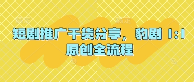 短剧推广干货分享，豹剧 1:1原创全流程-一尺涵知