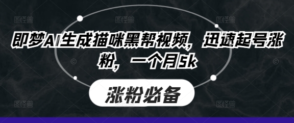 即梦AI生成猫咪黑帮视频，迅速起号涨粉，一个月5k-一尺涵知