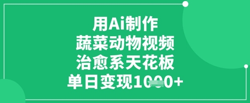 用Ai制作蔬菜动物视频，治愈系天花板，单日变现1k-一尺涵知