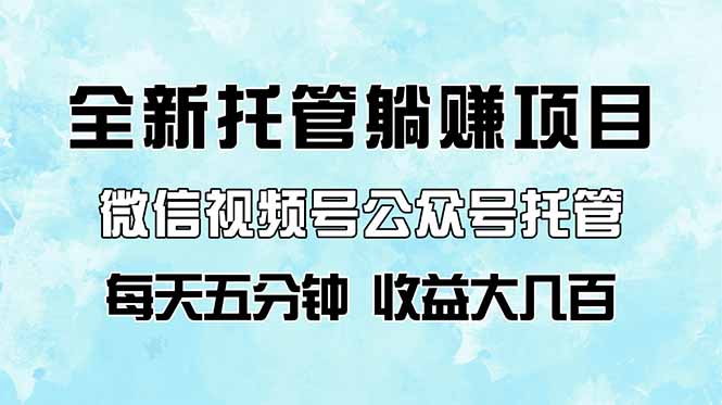 全新托管躺赚项目，微信视频号公众号托管代运营，每天五分钟，收益大几百-一尺涵知