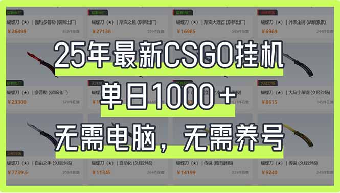 25年最新CSGO挂机系统，单日1000+，无需电脑，无需养号，0基础可上手-一尺涵知