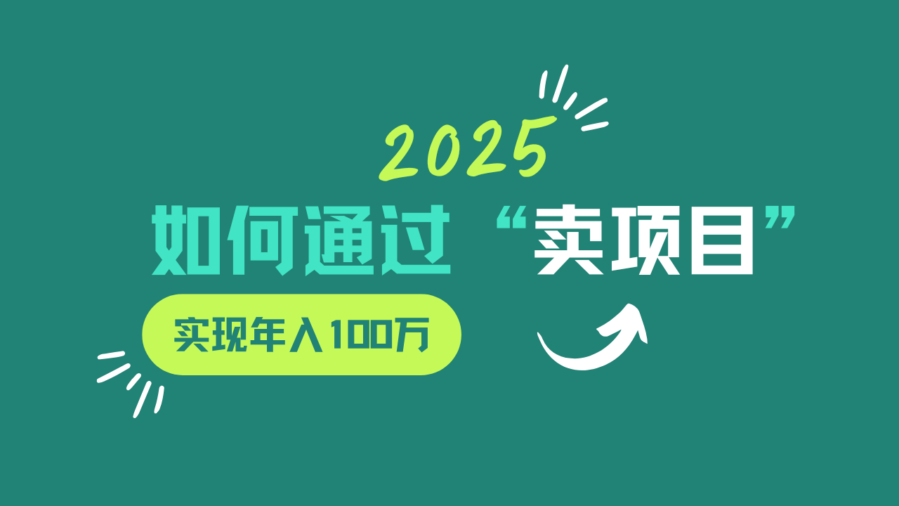2025年如何通过“卖项目”实现年入100w-一尺涵知