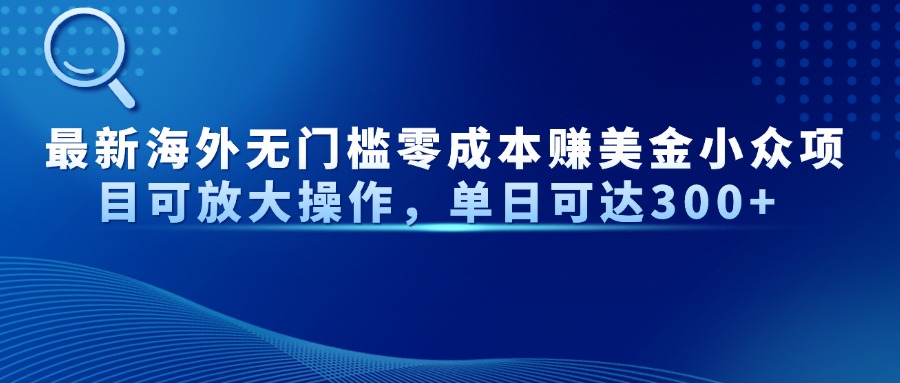 最新海外无门槛零成本赚美金小众项目可放大操作，单日可达300+-一尺涵知