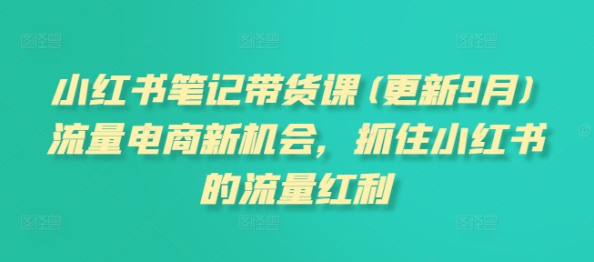 小红书笔记带货课(更新25年4月)流量电商新机会，抓住小红书的流量红利-一尺涵知