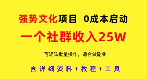 强势文化项目，一个社群收入25个W，0成本启动，可矩阵批量操作，原创详细实操教程-一尺涵知