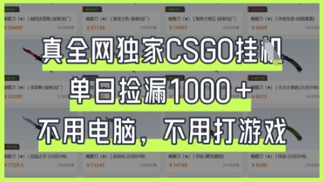 真全网独家CSGO挂G，单日捡漏1k+【揭秘】-一尺涵知