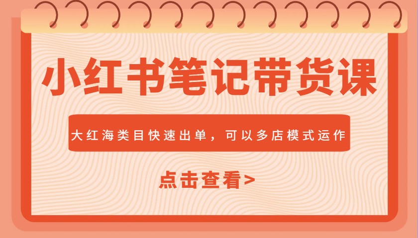 小红书笔记带货课，大红海类目快速出单，市场大，可以多店模式运作(更新)-一尺涵知