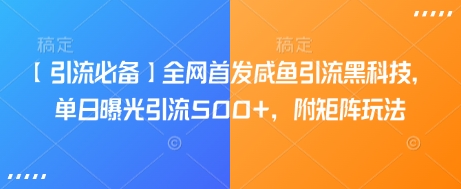 【引流必备】全网首发咸鱼引流黑科技，单日曝光引流500+，附矩阵玩法【揭秘】-一尺涵知