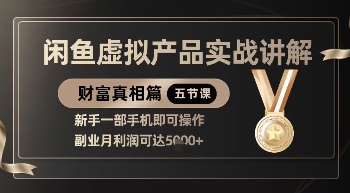 精品！闲鱼虚拟产品实战讲解，新手一部手机即可操作，副业月利润可达5k+-一尺涵知