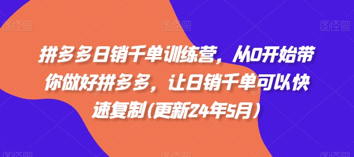 拼多多日销千单训练营，从0开始带你做好拼多多，让日销千单可以快速复制(更新25年4月)-一尺涵知