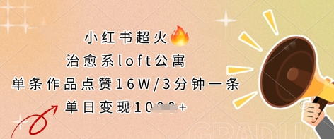 小红书超火的治愈系loft公寓，单条作品点赞16W，3分钟一条，单日变现数张-一尺涵知
