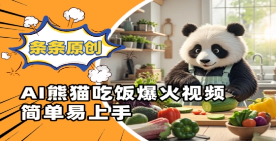 Ai熊猫吃饭爆火视频，条条原创，简单易上手-一尺涵知