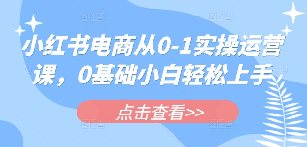 小红书电商从0-1实操运营课，0基础小白轻松上手-一尺涵知