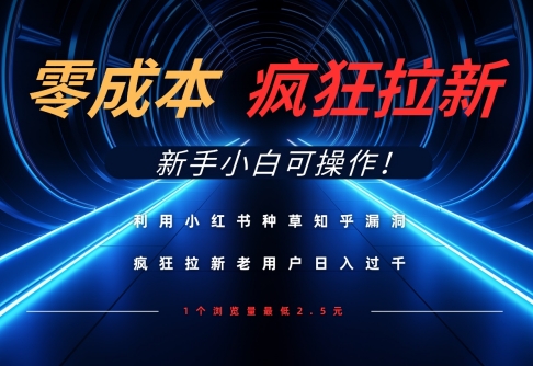 利用小红书种草知乎漏洞，零成本疯狂拉新日入数张，新手小白可操作-一尺涵知