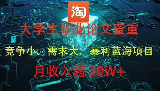 大学生毕业论文查重，暴利蓝海项目，月收入过1W+-一尺涵知
