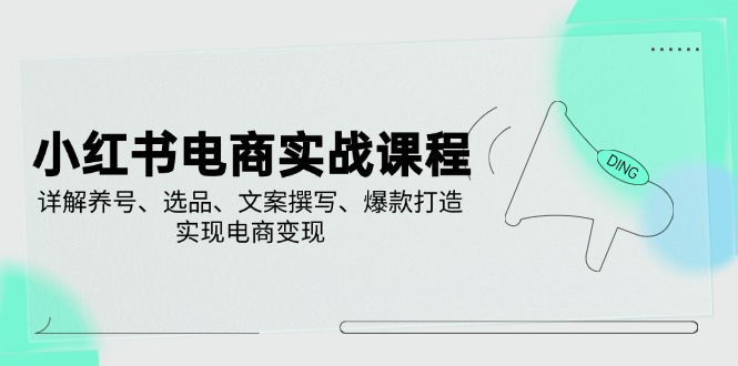 小红书电商实战课程，详解养号、选品、文案撰写、爆款打造，实现电商变现-一尺涵知
