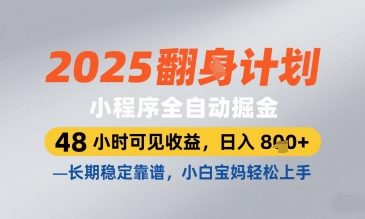 2025小程序全自动掘金，48 小时可见收益，日入8张，长期稳定靠谱，小白宝妈轻松上手【揭秘】-一尺涵知