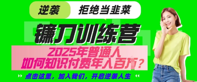 【网创项目终点站-镰刀训练营超级IP合伙人】25年普通人如何通过知识付费实现逆袭【揭秘】-一尺涵知